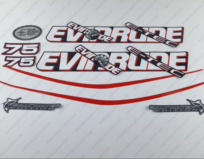 Evinrude 75HP E-tec Outboard Decal Kit